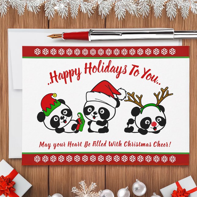 Personalised Christmas Pandas Holiday Card (Creator Uploaded)
