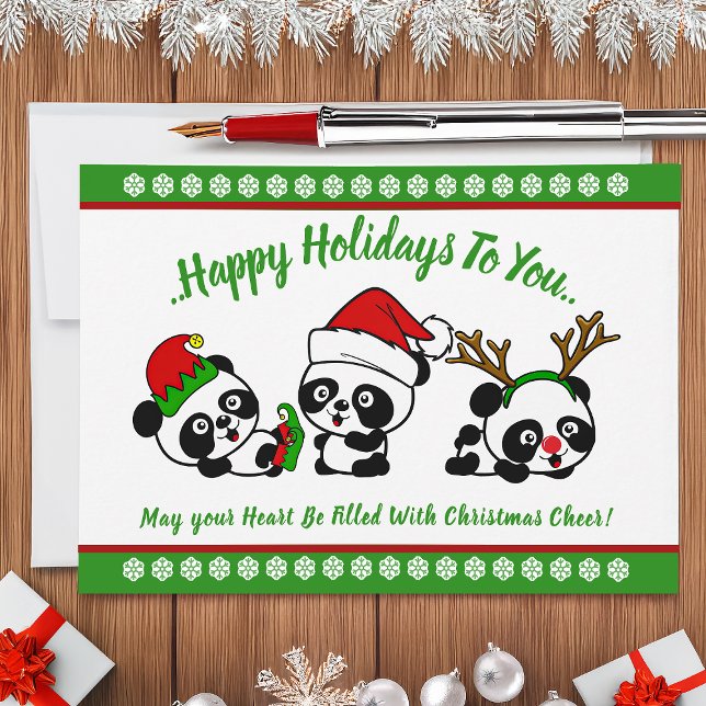 Personalised Christmas Pandas Holiday Card (Creator Uploaded)