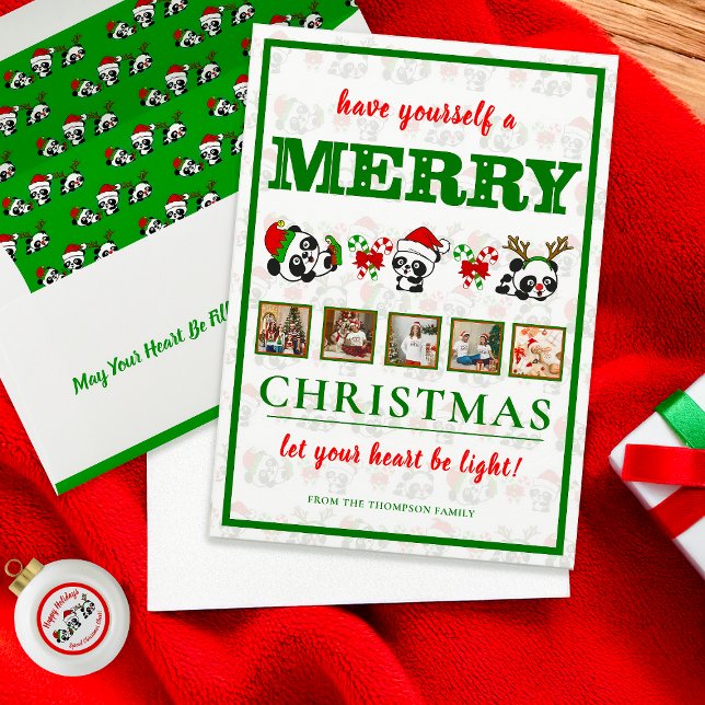 Personalised Christmas Pandas Holiday Card (Creator Uploaded)