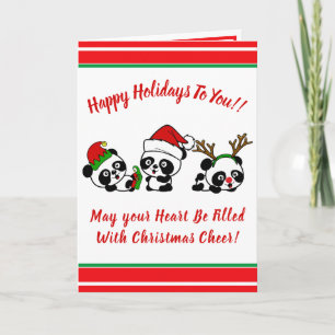 Personalised Christmas Pandas Holiday Card