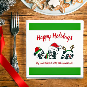 Personalised Christmas Pandas Napkin