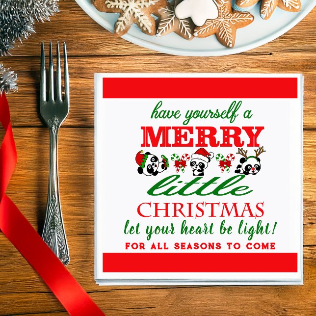 Personalised Christmas Pandas Napkin (Creator Uploaded)