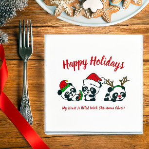 Personalised Christmas Pandas Napkin