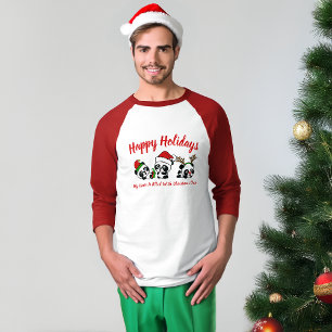 Personalised Christmas Pandas Raglan Sleeve T-Shirt
