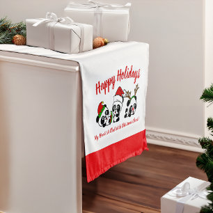 Personalised Christmas Pandas Short Table Runner