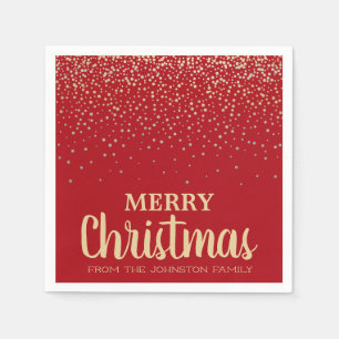 Personalised Christmas Party Gold Silver Confetti Napkin