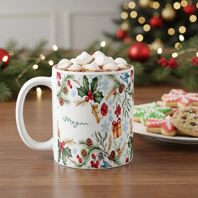 Personalised christmas pattern coffee mug (Creator Uploaded)
