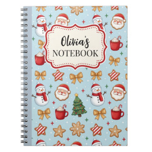 Personalised Christmas Pattern Spiral Notebook