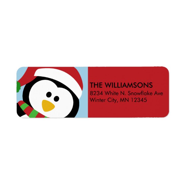 Personalised Christmas Penguin Address Labels (Front)