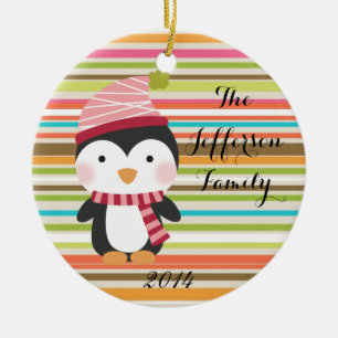 Personalised Christmas Penguin Family Ornament