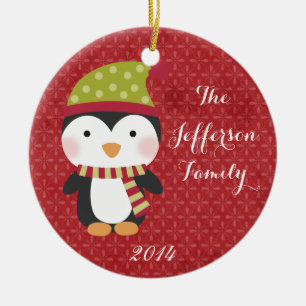 Personalised Christmas Penguin Family Ornament