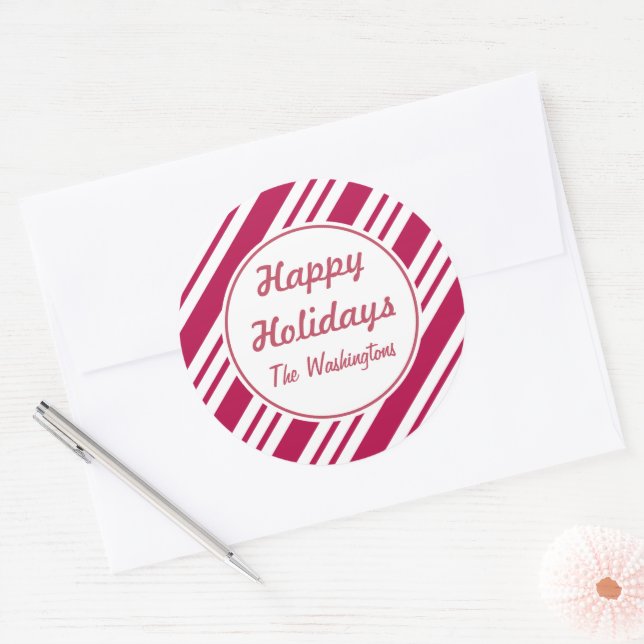 Personalised Christmas Peppermint Holiday Stickers (Envelope)