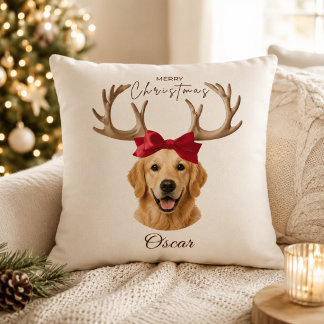 Personalised Christmas Pet Photo Name Pillow