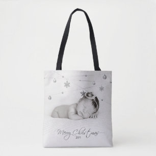 Personalised Christmas Photo and Calligraphy Tote Bag