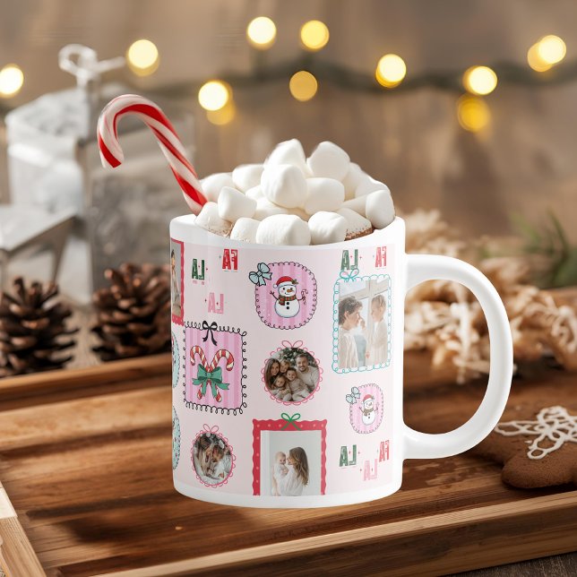 Personalised Christmas Photo | Cute Pink Fa La La Large Coffee Mug (Creator Uploaded)