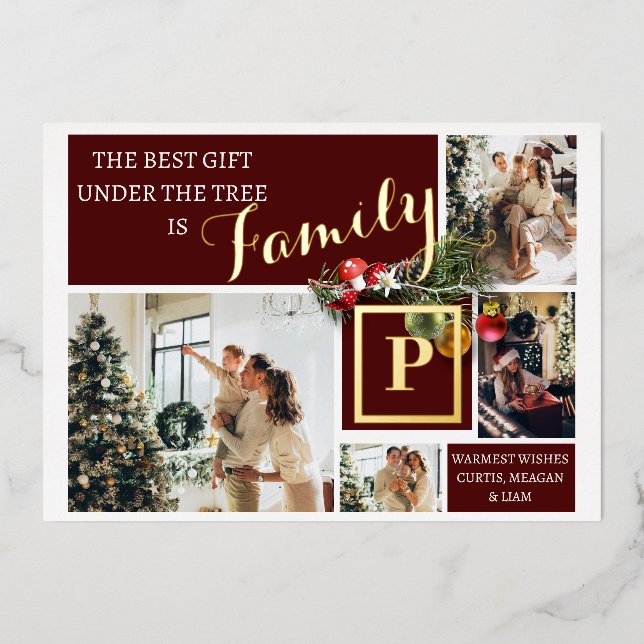 Personalised Christmas Photo  Foil Holiday Card (Front)