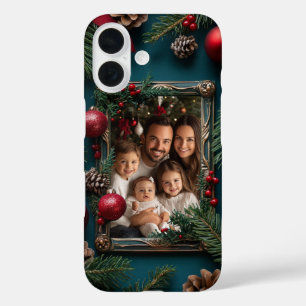 Personalised Christmas Photo Frame Pine Cones  iPhone 16 Case
