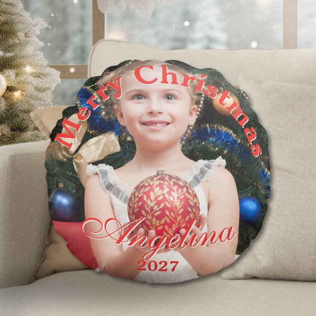  Personalised Christmas Photo  Round Cushion (Creator Uploaded)