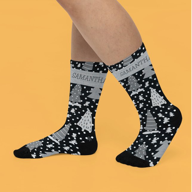 Personalised Christmas Pink Holiday Tree   Socks (Creator Uploaded)