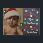 Personalised Christmas Postcard Chalkboard Style<br><div class="desc">Personalised Christmas Postcard Chalkboard Style with snowflakes and an antique truck carrying a Christmas tree.</div>