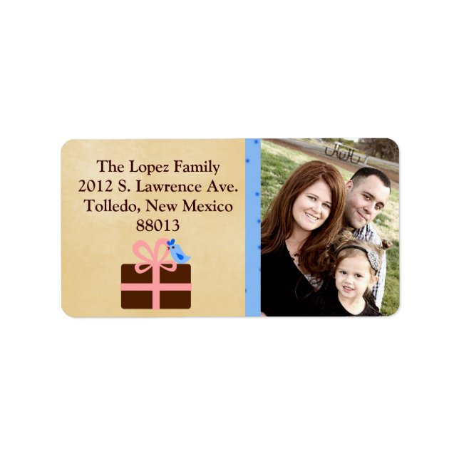 Personalised Christmas Present Blue Mailing Label (Front)