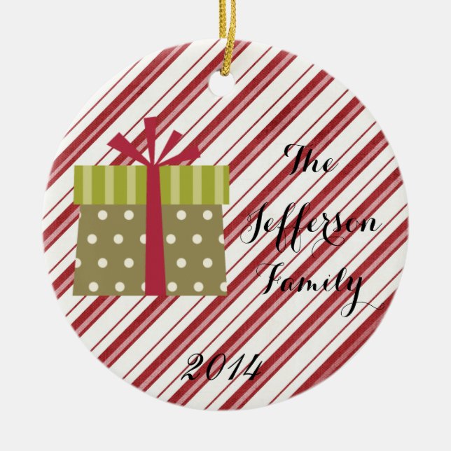 Personalised Christmas Present Family Ornament (Front)