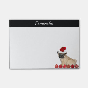Personalised Christmas pug dog post it notes