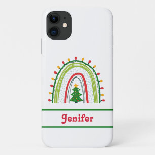 Personalised Christmas Rainbow Red Green iPhone 11 Case