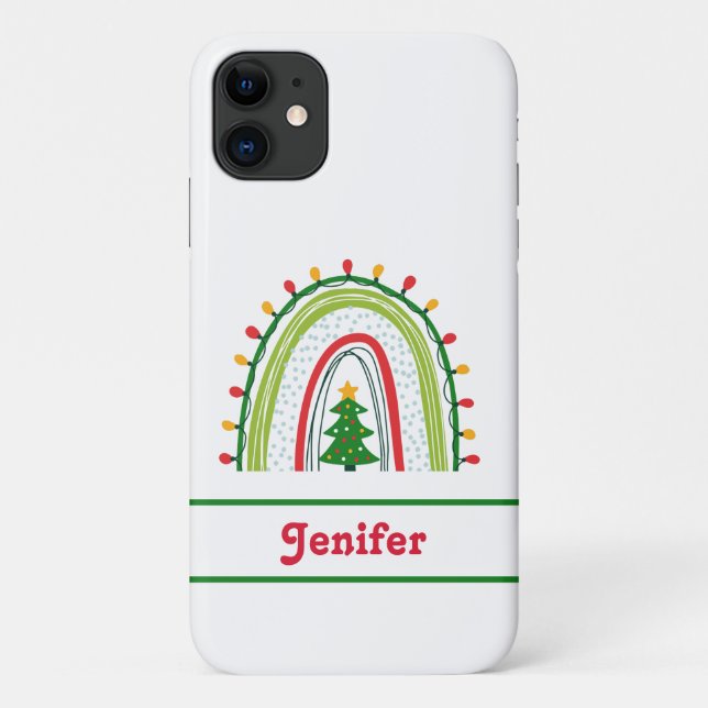 Personalised Christmas Rainbow Red Green Case-Mate iPhone Case (Back)