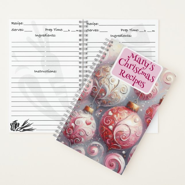 Personalised Christmas Recipe Book Ornament Art (Inside)