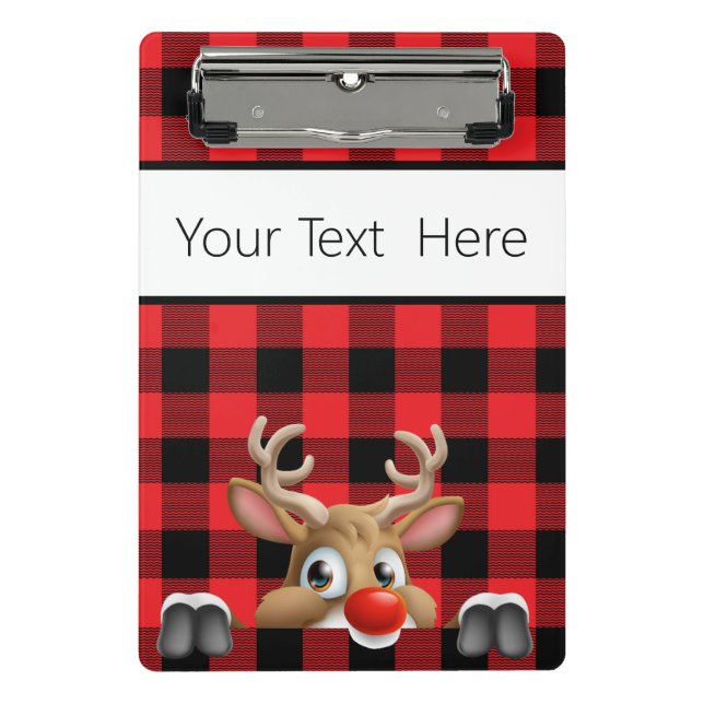 Personalised Christmas Red and Black Buffalo Check Mini Clipboard (Front)