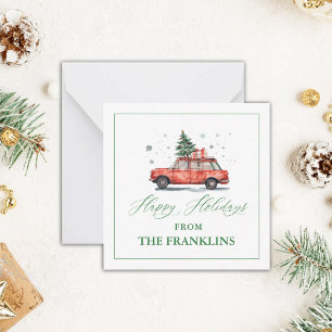 Personalised Christmas Red Car with Tree Enclosure Card