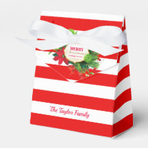 Personalised Christmas Red Striped Favour Box