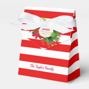 Personalised Christmas Red Striped Favour Box