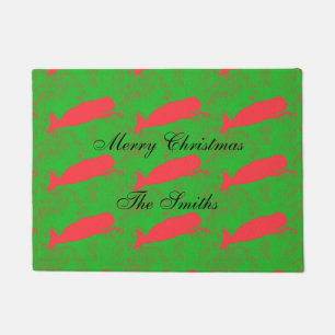 personalised Christmas red whales design Doormat