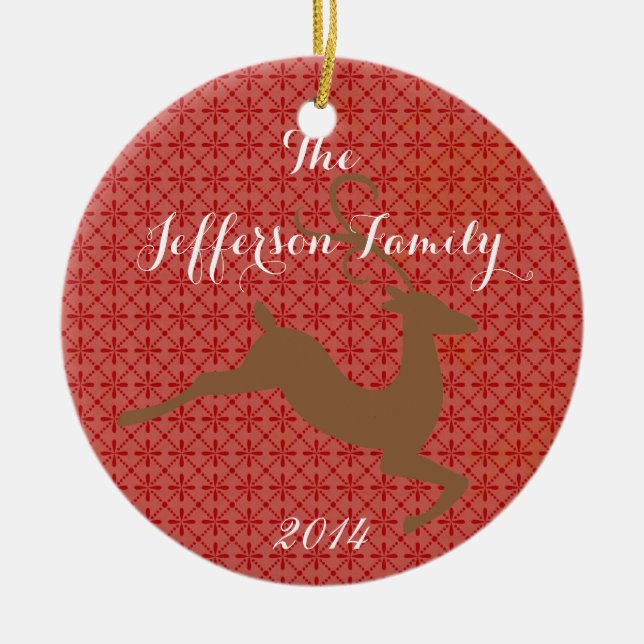 Personalised Christmas Rein Deer Family Ornament (Front)