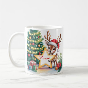 Personalised Christmas Reindeer Custom Name  Coffee Mug