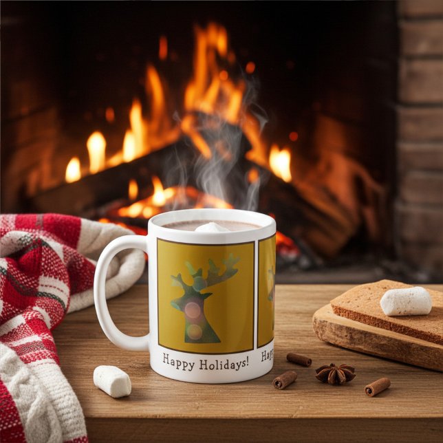 Personalised Christmas Reindeer, Deep Bronz Gold Coffee Mug (Creator Uploaded)