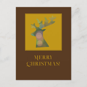 Personalised Christmas Reindeer Head Deep Brown Holiday Postcard