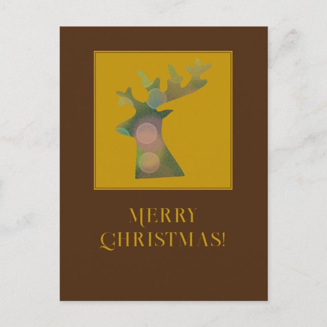 Personalised Christmas Reindeer Head Deep Brown Holiday Postcard (Front)