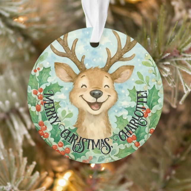 Personalised Christmas Reindeer Ornament (Tree)