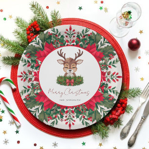 Personalised Christmas reindeer Paper Plate
