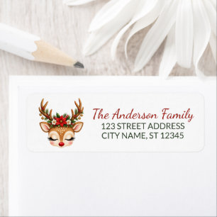 Personalised Christmas Reindeer Return Address Label