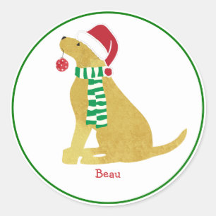 Personalised Christmas Retriever Holiday Dog Classic Round Sticker