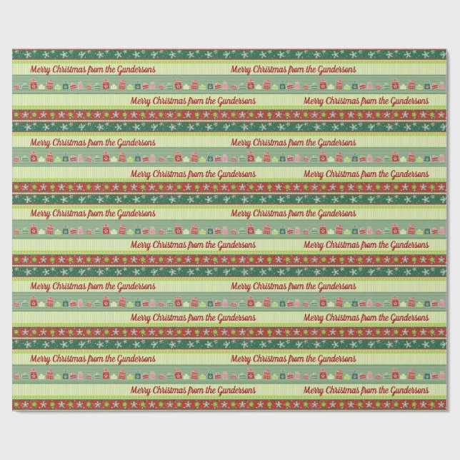 Personalised Christmas Ribbons Wrapping Paper (Flat)
