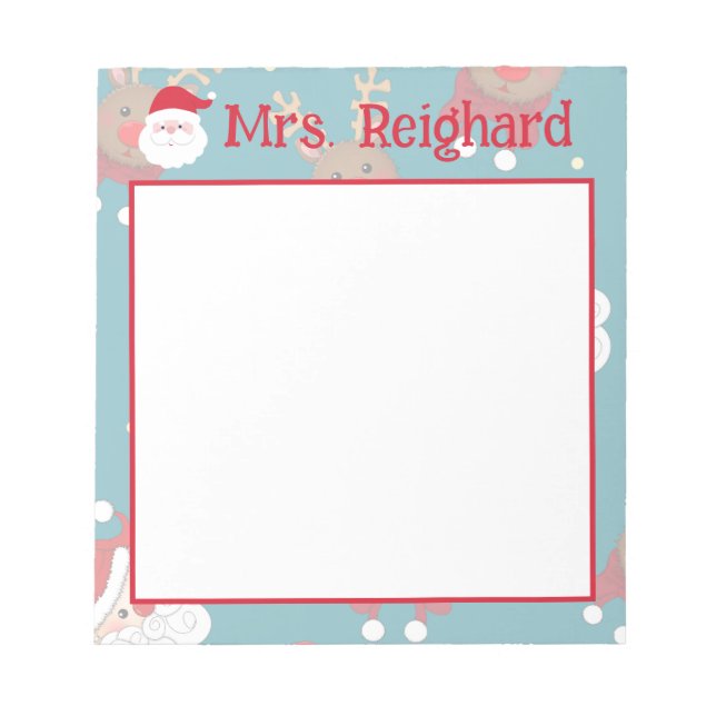 Personalised Christmas Santa and Reindeer  Notepad (Front)