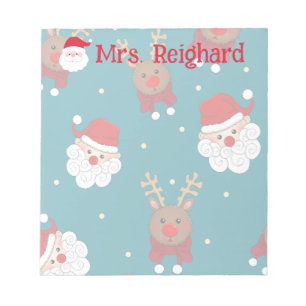 Personalised Christmas Santa and Reindeer Notepad