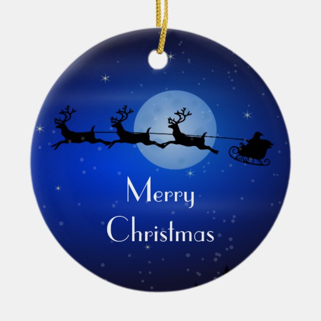 Personalised Christmas Santa Ceramic Tree Decoration (Front)