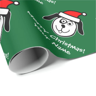 Personalised Christmas Santa dog wrapping paper