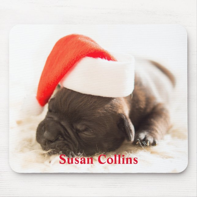 Personalised Christmas Santa Puppy Mouse Pad (Front)